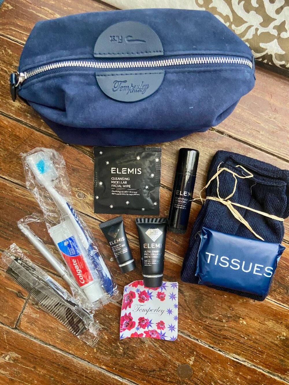 British Airways First Class Blue Amenity Toiletries Kit TEMPERLEY Elemis